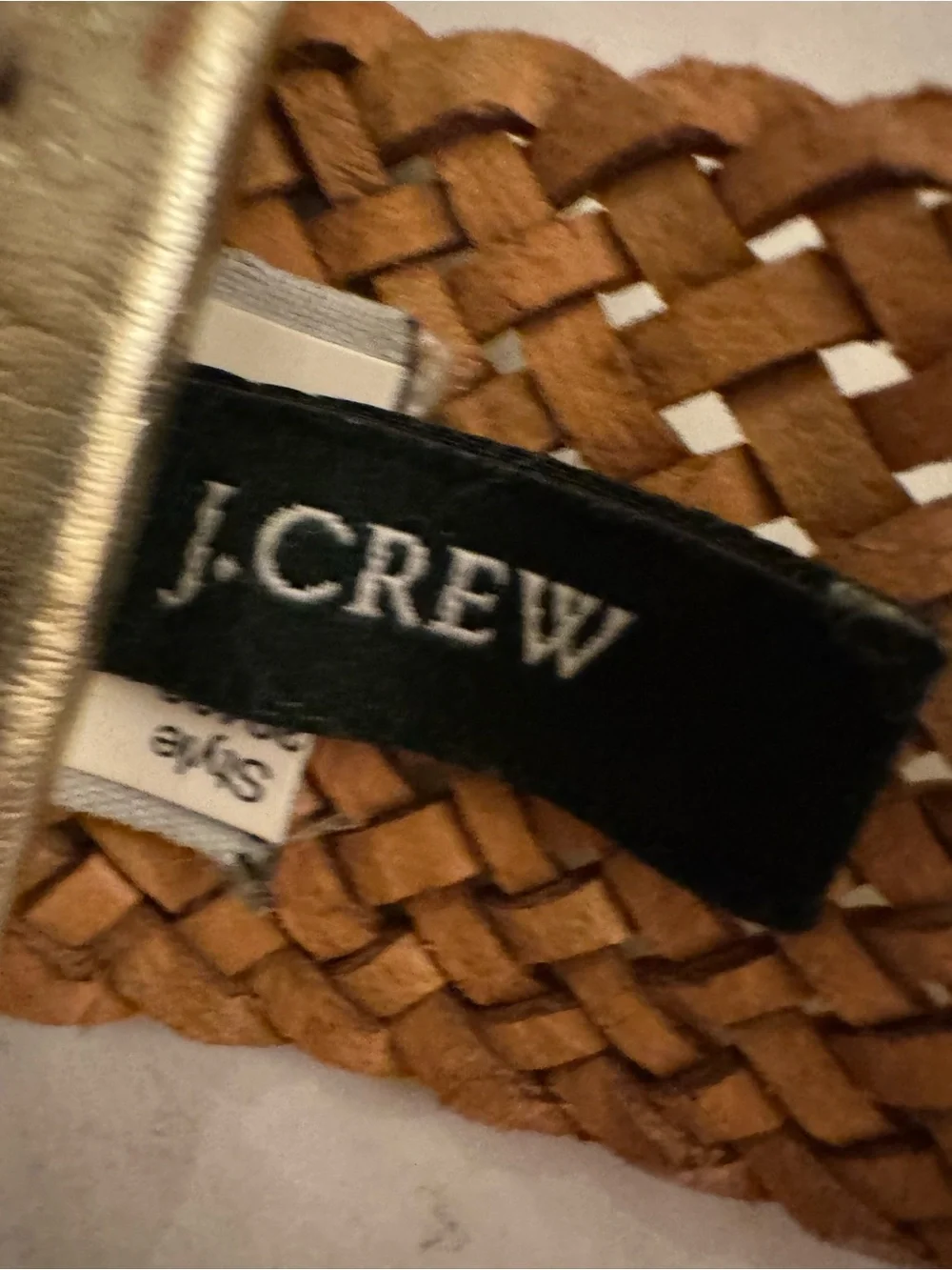J. Crew Metallic Gold Woven Double-Ring Belt Vintage - Picture 6 of 12
